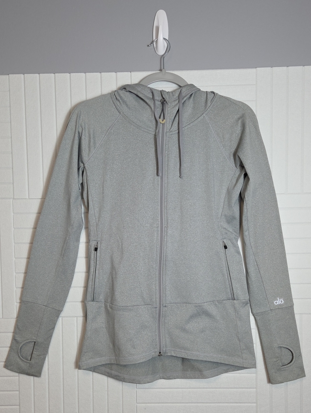ALO Gray Hooded Front Zip Sweatshirt Size M